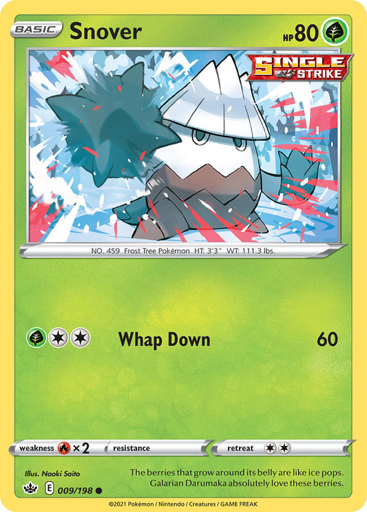 (009/198) Pokemon TCG Chilling Reign Single: Snover Reverse Holo Common