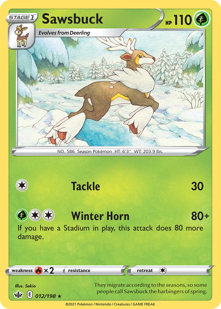 (012/198) Pokemon TCG Chilling Reign Single: Sawsbuck  Rare