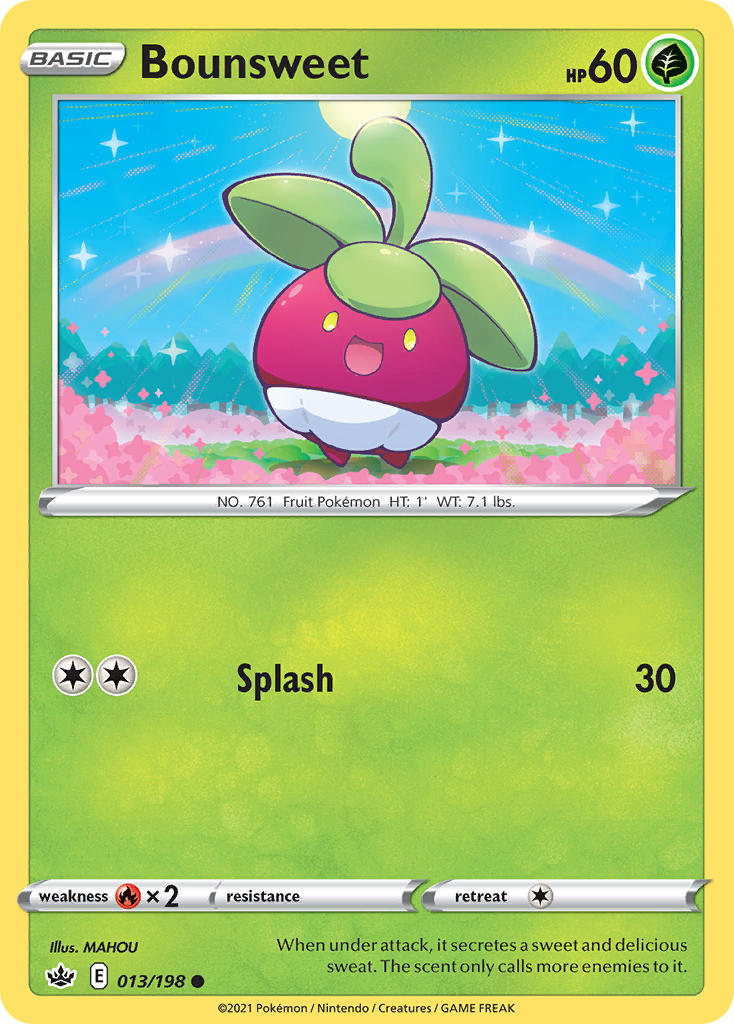 (013/198) Pokemon TCG Chilling Reign Single: Bounsweet Reverse Holo Common