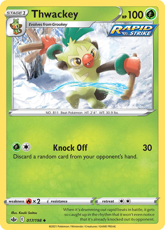 (017/198) Pokemon TCG Chilling Reign Single: Thwackey  Uncommon