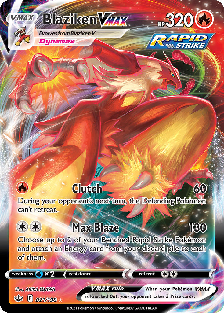 (021/198) Pokemon TCG Chilling Reign Single: Blaziken VMAX  Ultra Rare