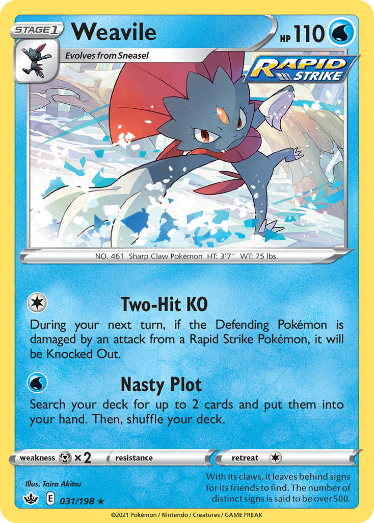 (031/198) Pokemon TCG Chilling Reign Single: Weavile  Holo Rare