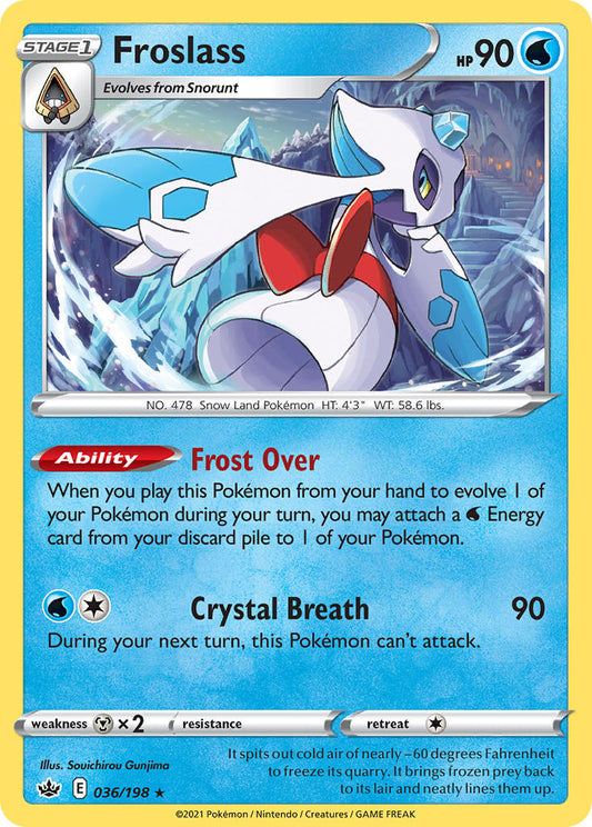 (036/198) Pokemon TCG Chilling Reign Single: Froslass  Holo Rare