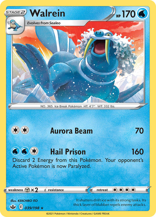 (039/198) Pokemon TCG Chilling Reign Single: Walrein Reverse Holo Rare