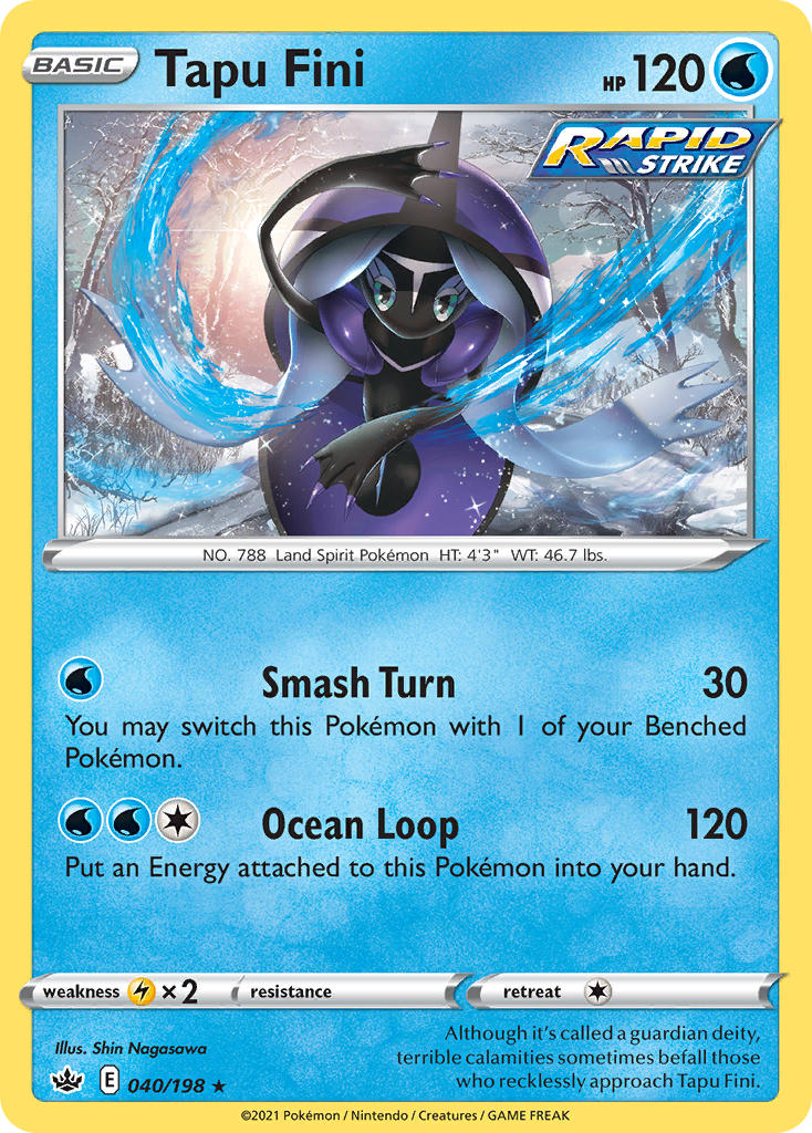 (040/198) Pokemon TCG Chilling Reign Single: Tapu Fini  Holo Rare