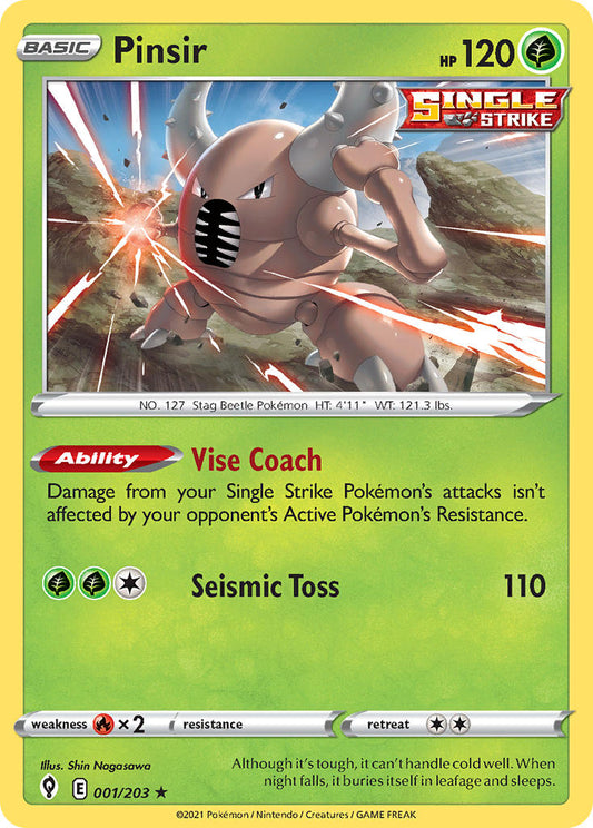 (001/203) Pokemon TCG Evolving Skies Single: Pinsir  Rare