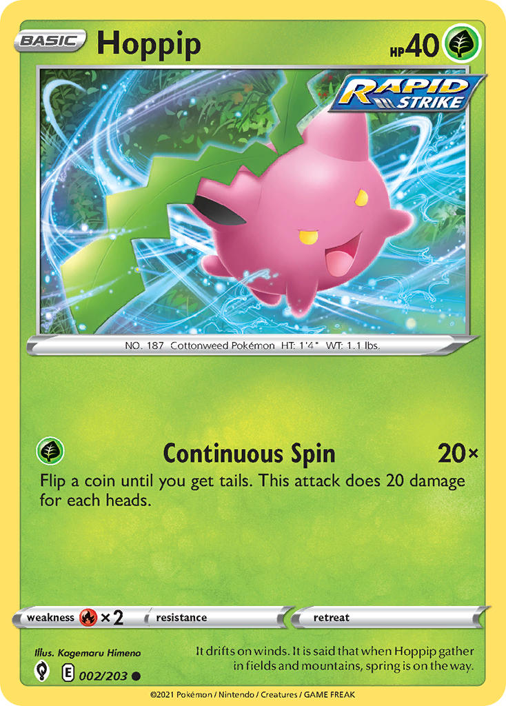 (002/203) Pokemon TCG Evolving Skies Single: Hoppip  Common