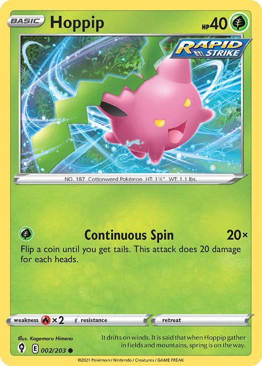 (002/203) Pokemon TCG Evolving Skies Single: Hoppip Reverse Holo Common