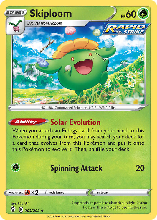 (003/203) Pokemon TCG Evolving Skies Single: Skiploom Reverse Holo Uncommon