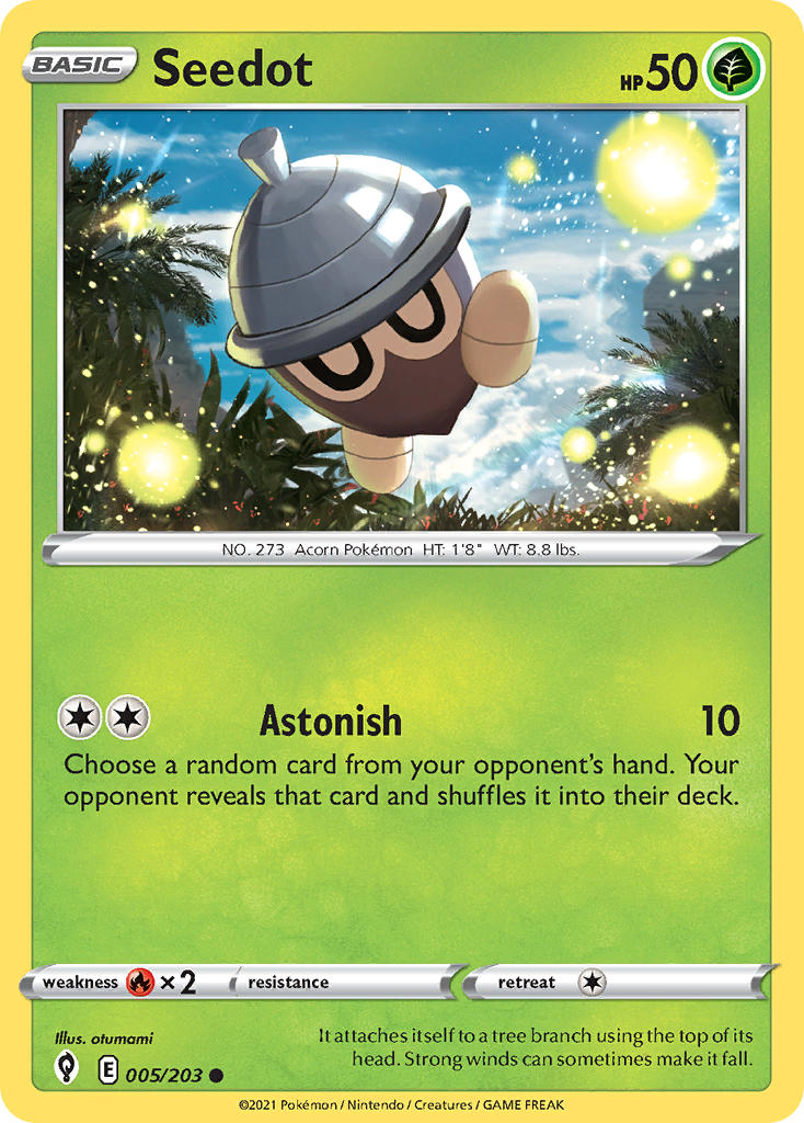 (005/203) Pokemon TCG Evolving Skies Single: Seedot  Common