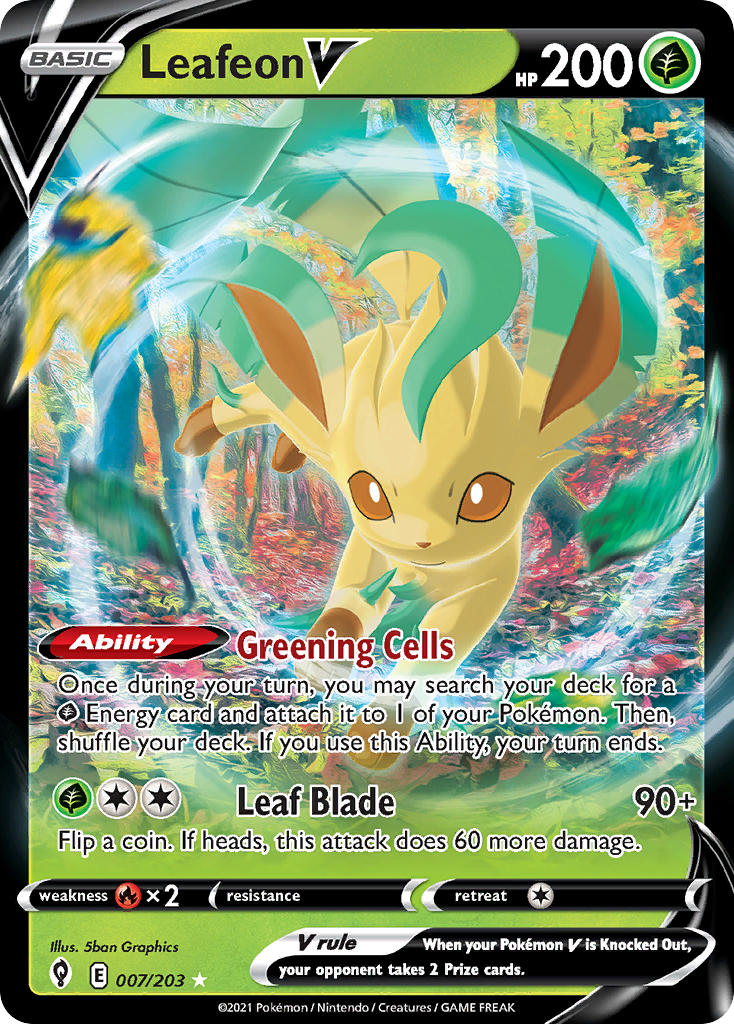 (007/203) Pokemon TCG Evolving Skies Single: Leafeon V  Ultra Rare