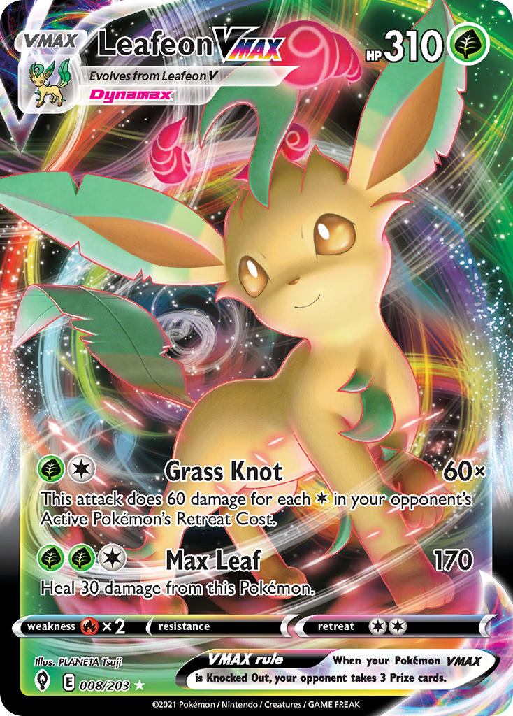 (008/203) Pokemon TCG Evolving Skies Single: Leafeon VMAX  Ultra Rare