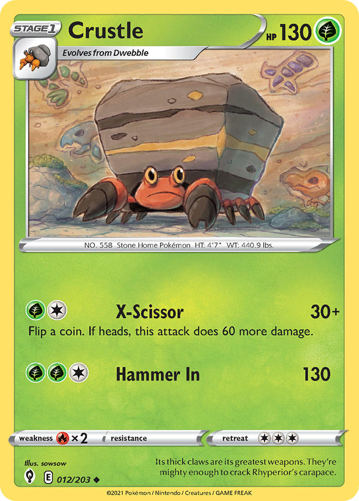 (012/203) Pokemon TCG Evolving Skies Single: Crustle  Uncommon