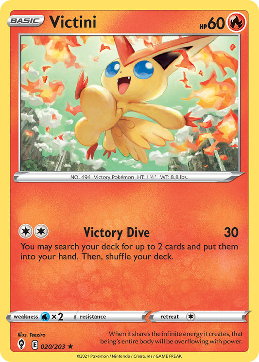 (020/203) Pokemon TCG Evolving Skies Single: Victini Reverse Holo Holo Rare