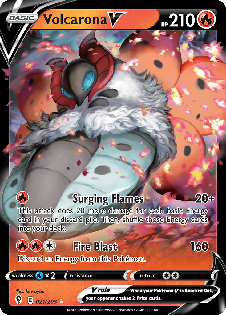 (021/203) Pokemon TCG Evolving Skies Single: Volcarona V  Ultra Rare