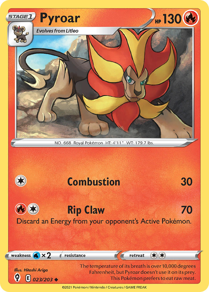 (023/203) Pokemon TCG Evolving Skies Single: Pyroar  Uncommon