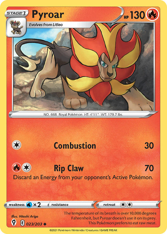 (023/203) Pokemon TCG Evolving Skies Single: Pyroar  Uncommon