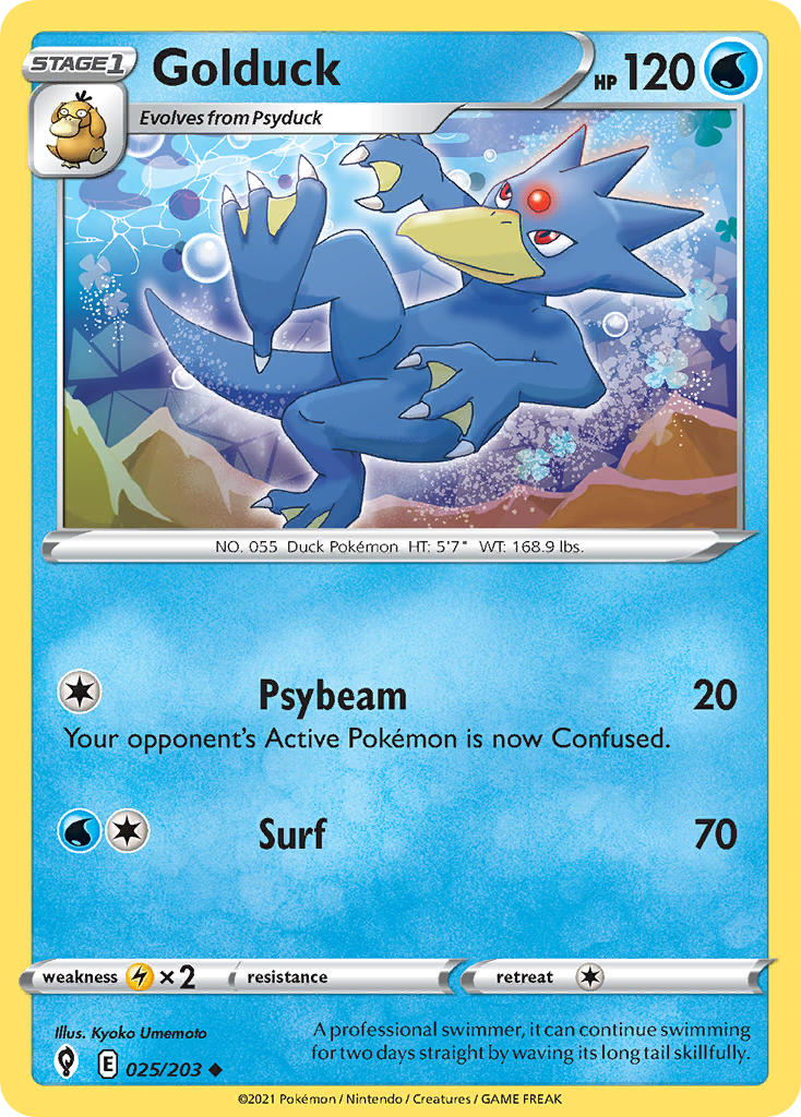 (025/203) Pokemon TCG Evolving Skies Single: Golduck  Uncommon