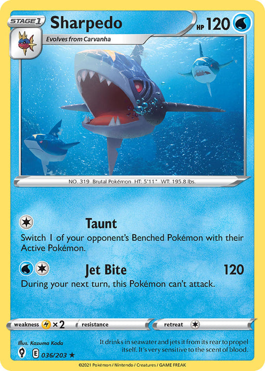 (036/203) Pokemon TCG Evolving Skies Single: Sharpedo  Rare