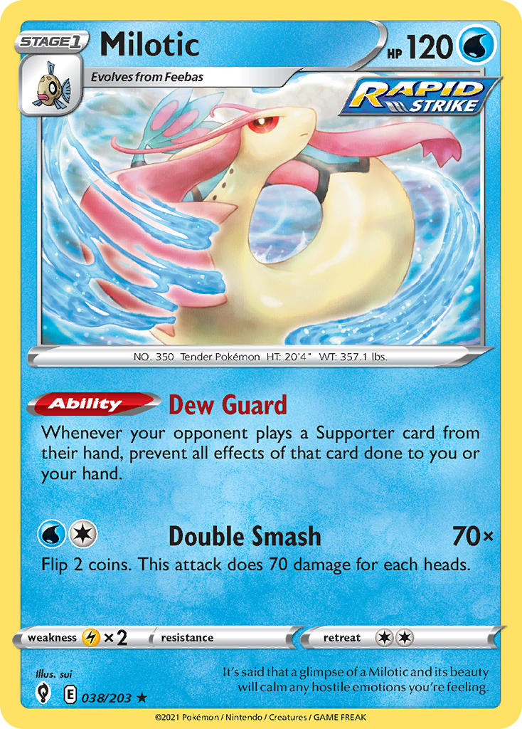 (038/203) Pokemon TCG Evolving Skies Single: Milotic  Rare