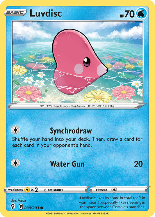 (039/203) Pokemon TCG Evolving Skies Single: Luvdisc  Common