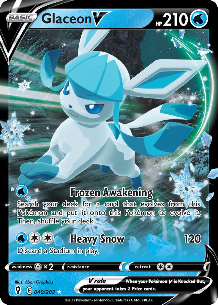 (040/203) Pokemon TCG Evolving Skies Single: Glaceon V  Ultra Rare