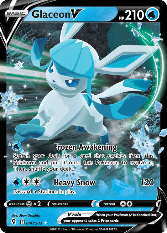 (040/203) Pokemon TCG Evolving Skies Single: Glaceon V  Ultra Rare