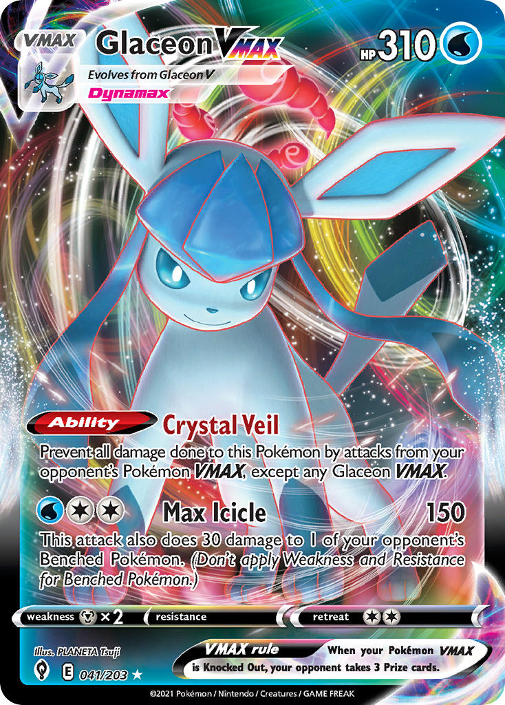 (041/203) Pokemon TCG Evolving Skies Single: Glaceon VMAX  Ultra Rare