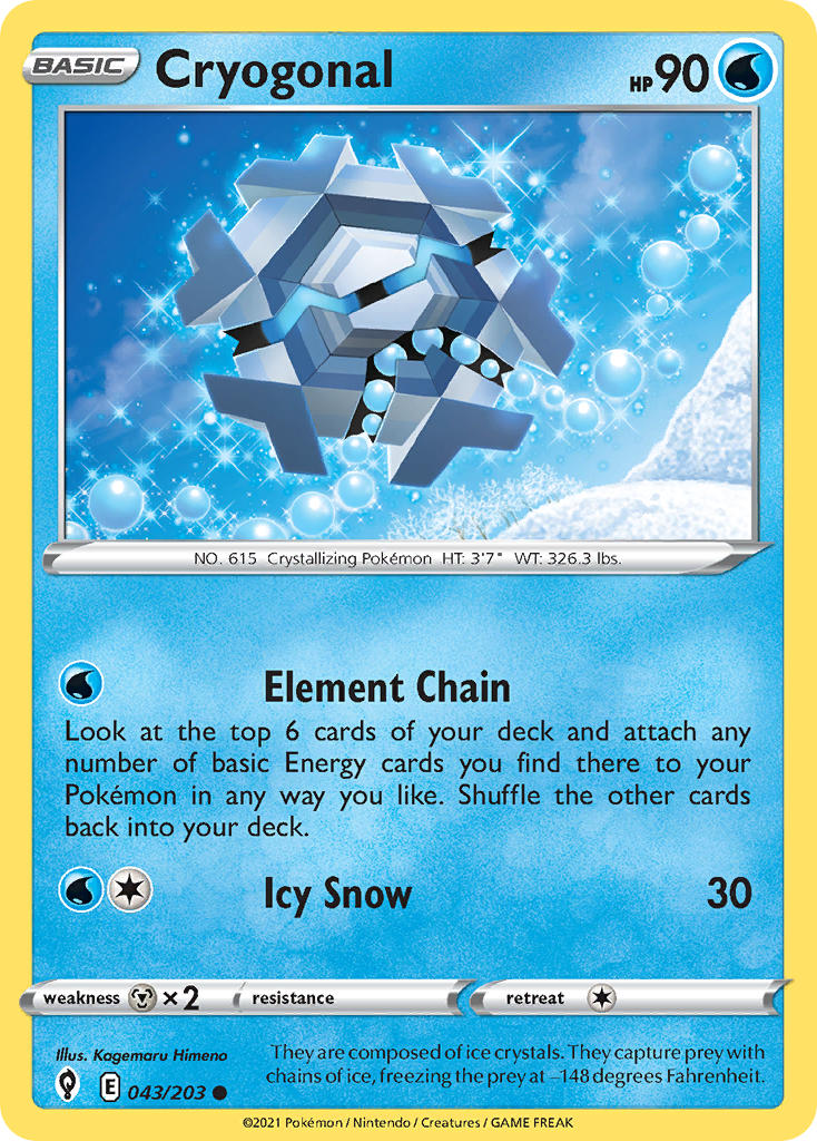 (043/203) Pokemon TCG Evolving Skies Single: Cryogonal  Common