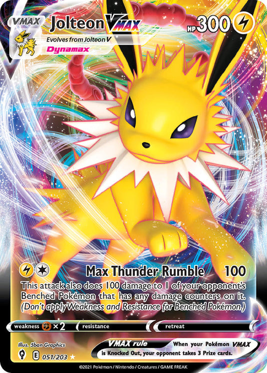 (051/203) Pokemon TCG Evolving Skies Single: Jolteon VMAX  Ultra Rare