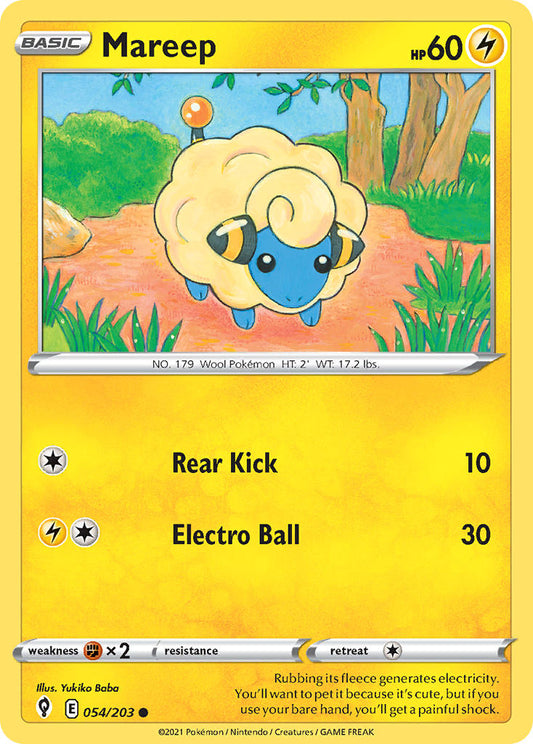 (054/203) Pokemon TCG Evolving Skies Single: Mareep Reverse Holo Common