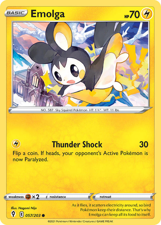 (057/203) Pokemon TCG Evolving Skies Single: Emolga  Common