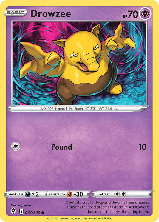 (061/203) Pokemon TCG Evolving Skies Single: Drowzee  Common