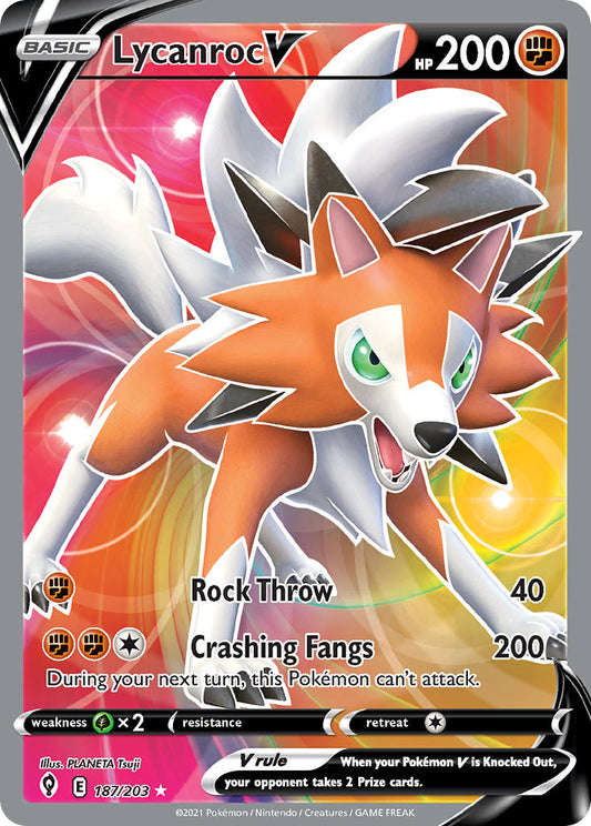 (187/203) Pokemon TCG Evolving Skies Single: Lycanroc V  Ultra Rare