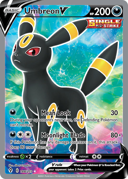 (188/203) Pokemon TCG Evolving Skies Single: Umbreon V  Ultra Rare