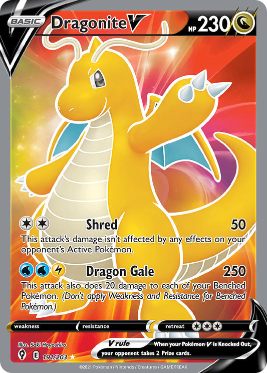 (191/203) Pokemon TCG Evolving Skies Single: Dragonite V  Ultra Rare