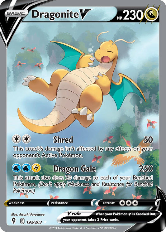 (192/203) Pokemon TCG Evolving Skies Single: Dragonite V  Ultra Rare