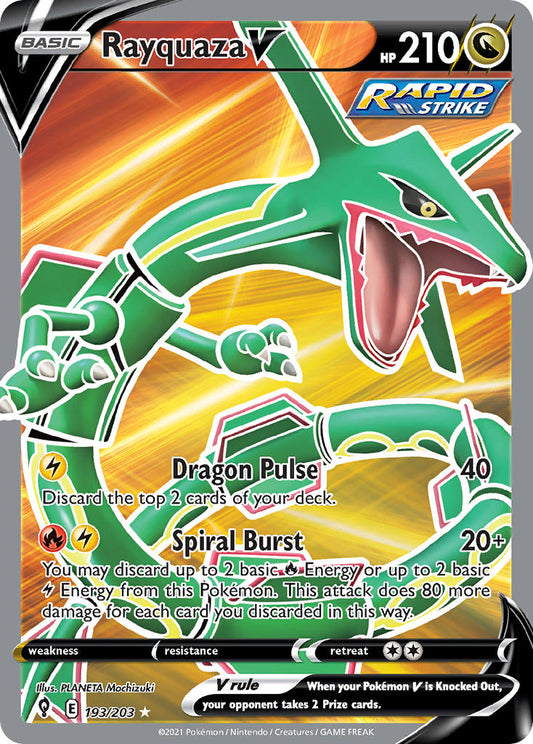 (193/203) Pokemon TCG Evolving Skies Single: Rayquaza V  Ultra Rare