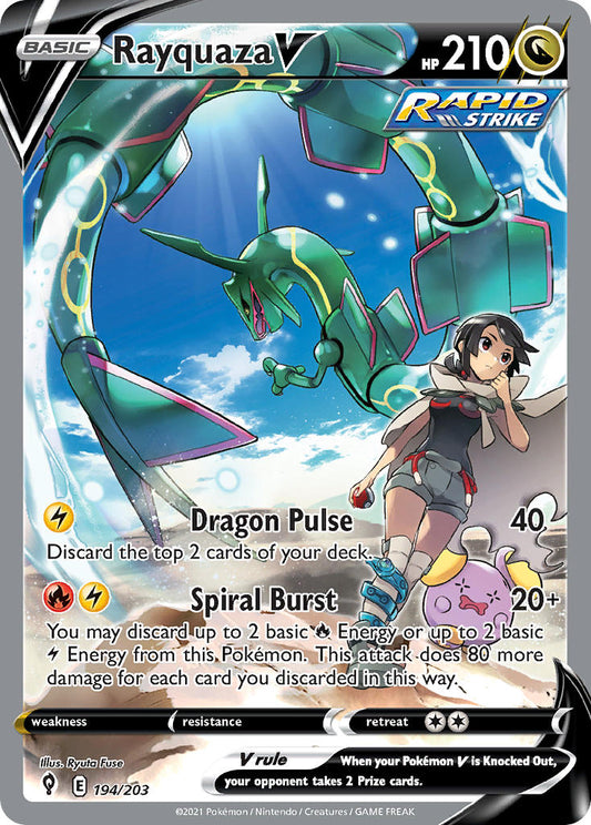 (194/203) Pokemon TCG Evolving Skies Single: Rayquaza V  Ultra Rare