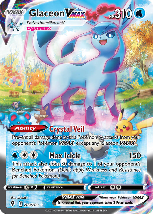 (209/203) Pokemon TCG Evolving Skies Single: Glaceon VMAX  Secret Rare