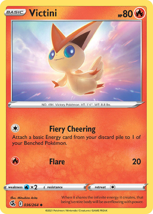 (036/264) Pokemon TCG Fusion Strike Single: Victini Reverse Holo Uncommon