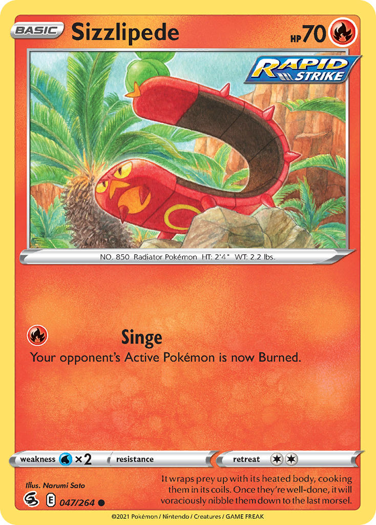 (047/264) Pokemon TCG Fusion Strike Single: Sizzlipede  Common