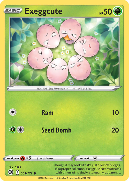 (001/172) Pokemon TCG Brilliant Stars Single: Exeggcute  Common