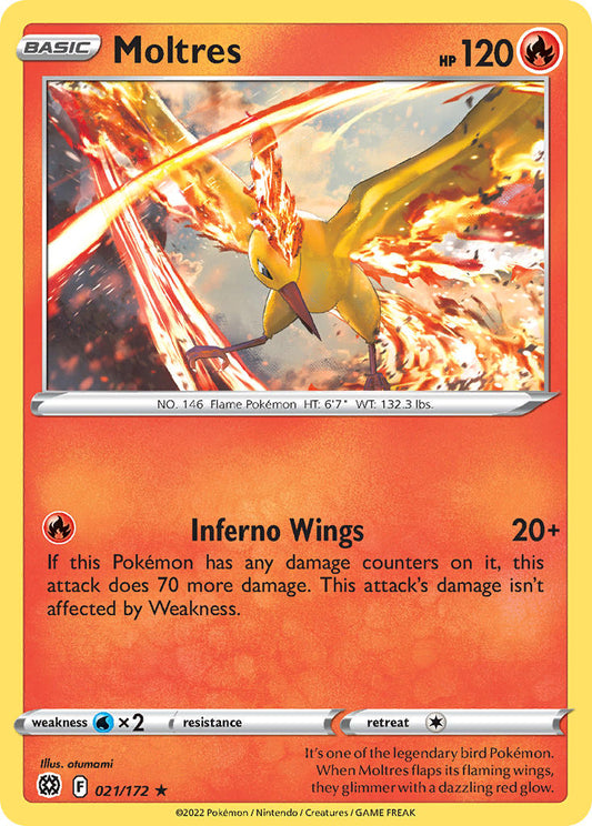 (021/172) Pokemon TCG Brilliant Stars Single: Moltres Reverse Holo Holo Rare