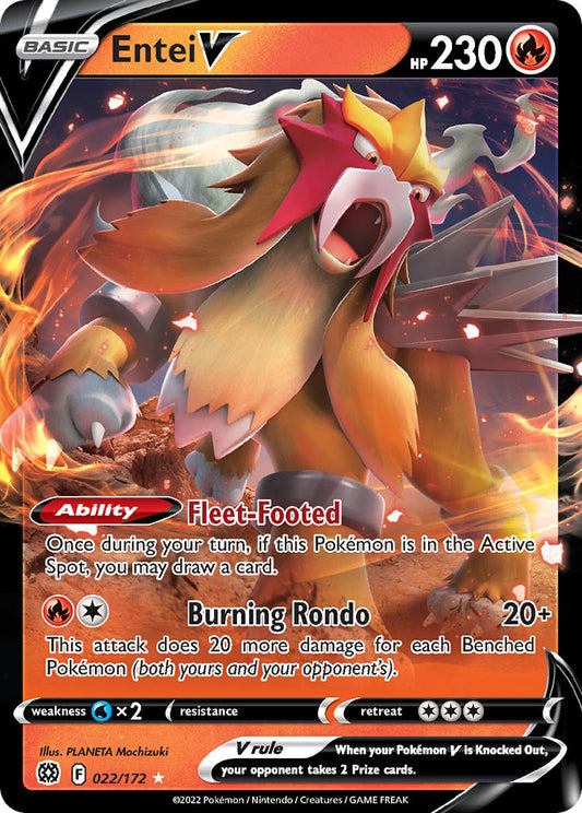 (022/172) Pokemon TCG Brilliant Stars Single: Entei V  Ultra Rare