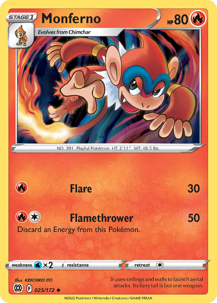 (025/172) Pokemon TCG Brilliant Stars Single: Monferno  Uncommon