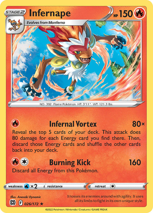 (026/172) Pokemon TCG Brilliant Stars Single: Infernape  Holo Rare