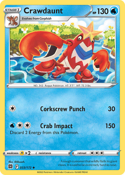 (033/172) Pokemon TCG Brilliant Stars Single: Crawdaunt  Uncommon