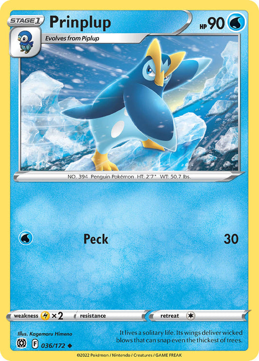 (036/172) Pokemon TCG Brilliant Stars Single: Prinplup  Uncommon