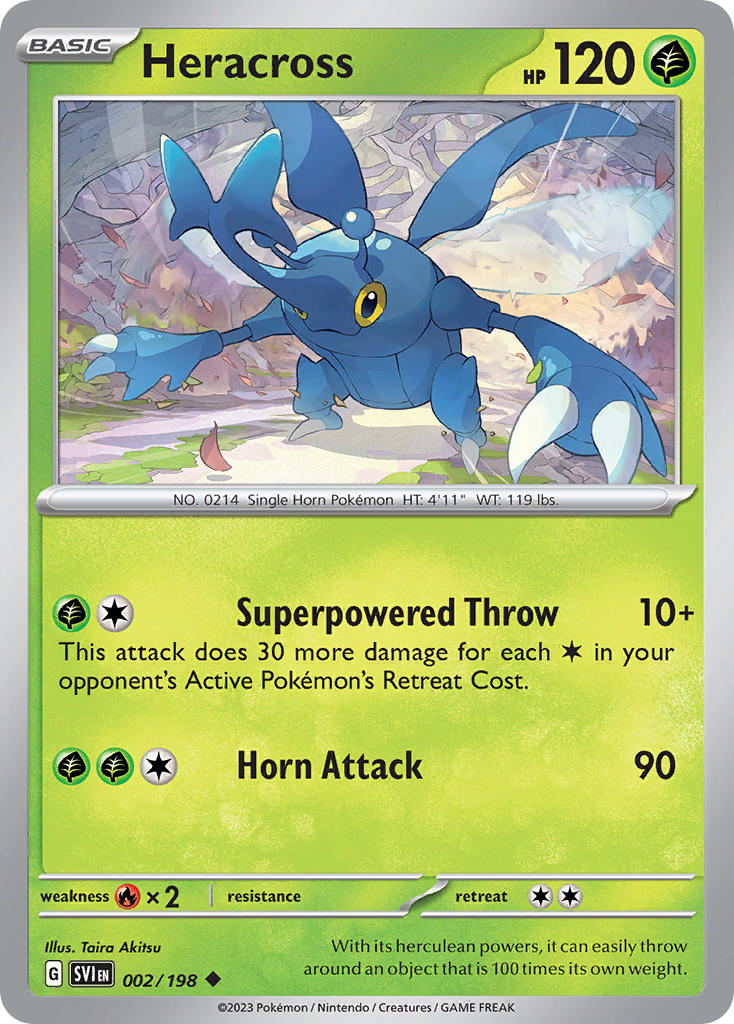 (002/198) Pokemon TCG Scarlet & Violet Single: Heracross  Reverse Holo Uncommon